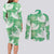 Green Aloha Hawaii Couples Matching Long Sleeve Bodycon Dress and Long Sleeve Button Shirt Monstera Hibiscus Plumeria Seamless Vibes - Polynesian Pride