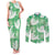 Green Aloha Hawaii Couples Matching Tank Maxi Dress and Long Sleeve Button Shirt Monstera Hibiscus Plumeria Seamless Vibes - Polynesian Pride
