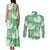Green Aloha Hawaii Couples Matching Tank Maxi Dress and Long Sleeve Button Shirt Monstera Hibiscus Plumeria Seamless Vibes - Polynesian Pride