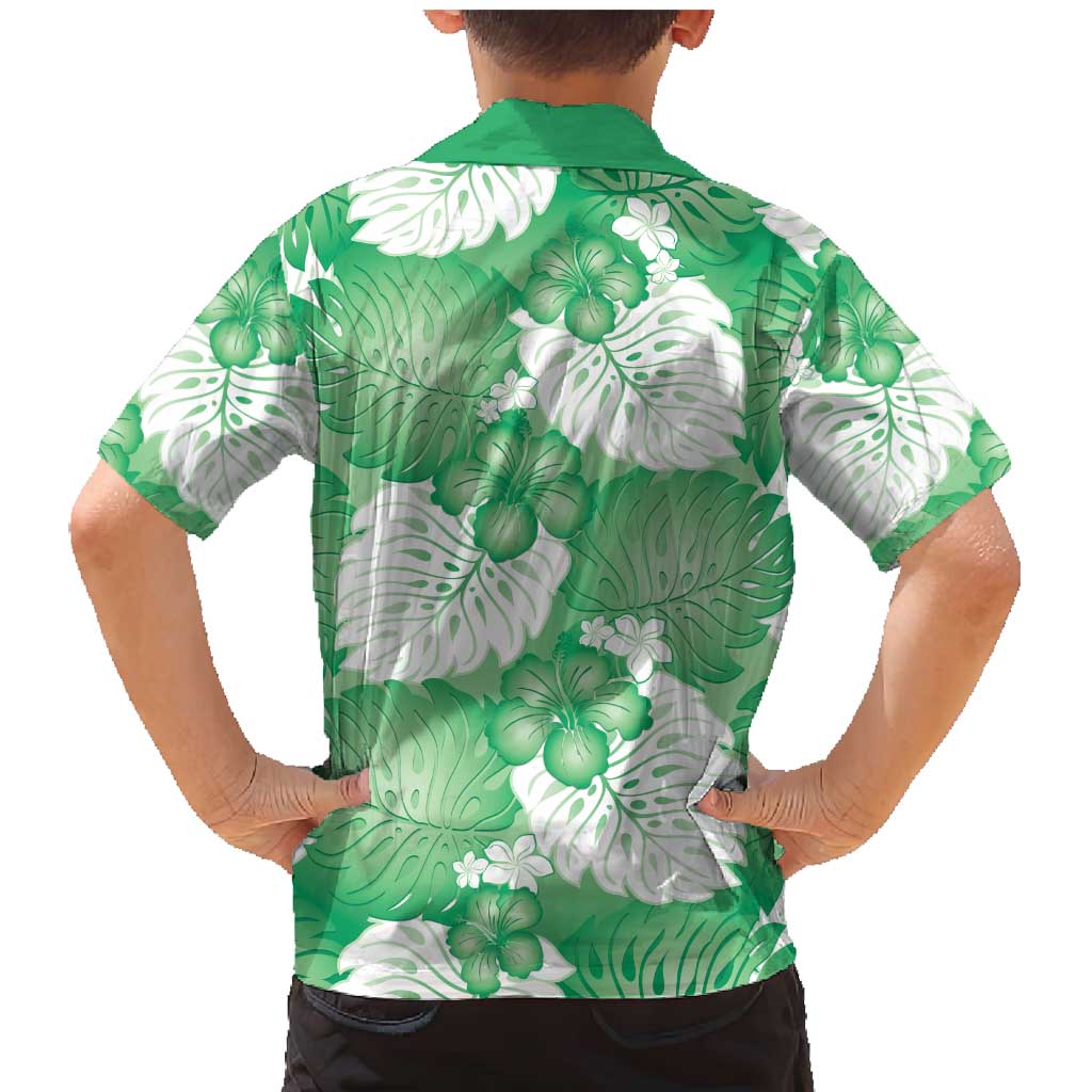 Green Aloha Hawaii Family Matching Mermaid Dress and Hawaiian Shirt Monstera Hibiscus Plumeria Seamless Vibes LT14 - Polynesian Pride