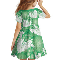 Green Aloha Hawaii Family Matching Off The Shoulder Long Sleeve Dress and Hawaiian Shirt Monstera Hibiscus Plumeria Seamless Vibes LT14 - Polynesian Pride
