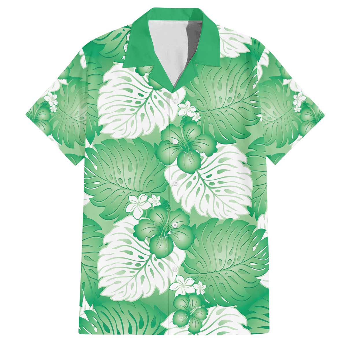 Green Aloha Hawaii Family Matching Off The Shoulder Long Sleeve Dress and Hawaiian Shirt Monstera Hibiscus Plumeria Seamless Vibes LT14 Dad's Shirt - Short Sleeve Green - Polynesian Pride