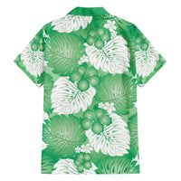 Green Aloha Hawaii Family Matching Off The Shoulder Long Sleeve Dress and Hawaiian Shirt Monstera Hibiscus Plumeria Seamless Vibes LT14 - Polynesian Pride