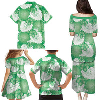 Green Aloha Hawaii Family Matching Puletasi and Hawaiian Shirt Monstera Hibiscus Plumeria Seamless Vibes LT14 - Polynesian Pride