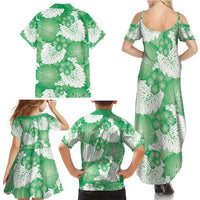 Green Aloha Hawaii Family Matching Summer Maxi Dress and Hawaiian Shirt Monstera Hibiscus Plumeria Seamless Vibes LT14 - Polynesian Pride