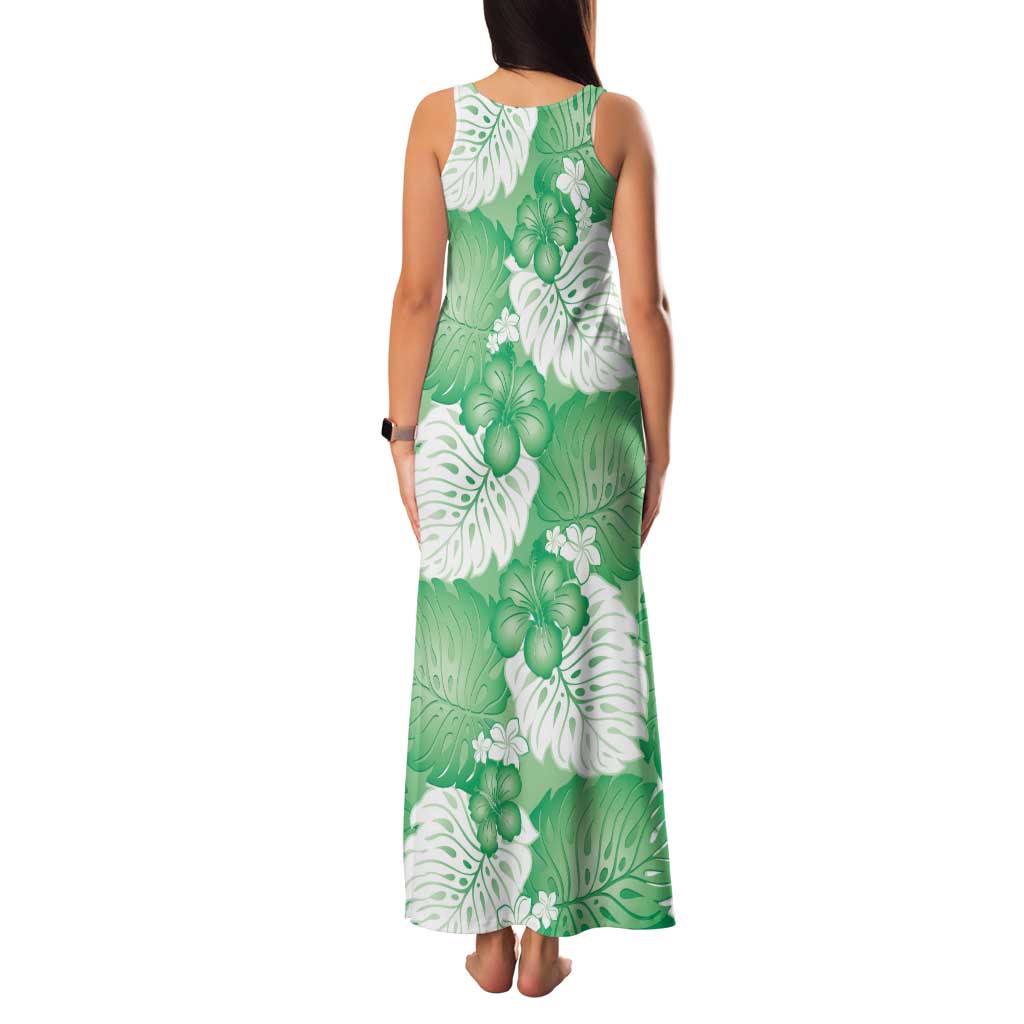 Green Aloha Hawaii Family Matching Tank Maxi Dress and Hawaiian Shirt Monstera Hibiscus Plumeria Seamless Vibes LT14 - Polynesian Pride