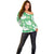 Green Aloha Hawaii Off Shoulder Sweater Monstera Hibiscus Plumeria Seamless Vibes - Polynesian Pride