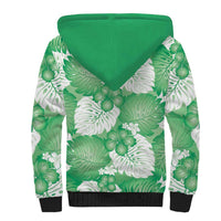 Green Aloha Hawaii Sherpa Hoodie Monstera Hibiscus Plumeria Seamless Vibes LT14 - Polynesian Pride