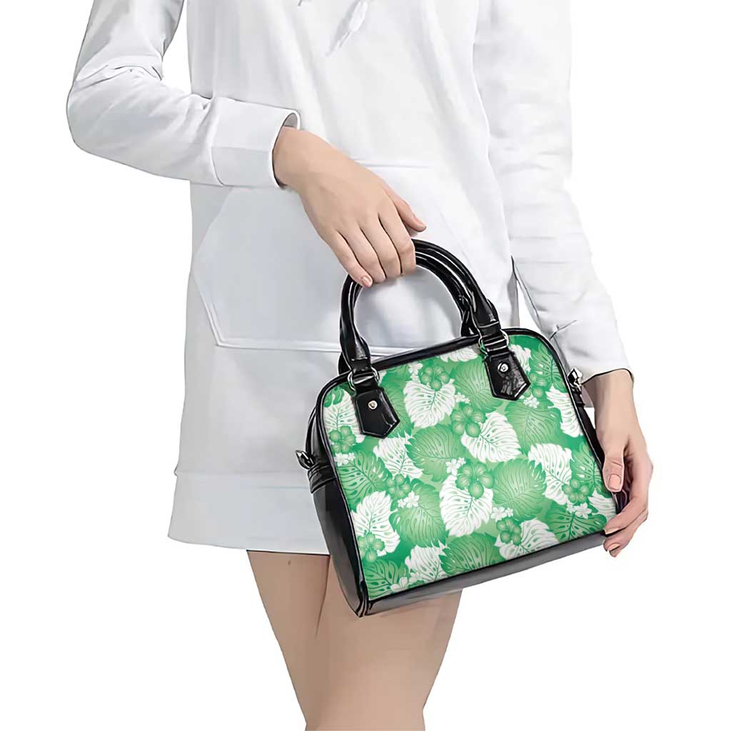 Green Aloha Hawaii Shoulder Handbag Monstera Hibiscus Plumeria Seamless Vibes - Polynesian Pride