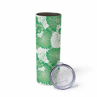 Green Aloha Hawaii Skinny Tumbler Monstera Hibiscus Plumeria Seamless Vibes LT14 - Polynesian Pride