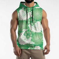 Green Aloha Hawaii Sleeveless Hoodie Monstera Hibiscus Plumeria Seamless Vibes LT14 - Polynesian Pride