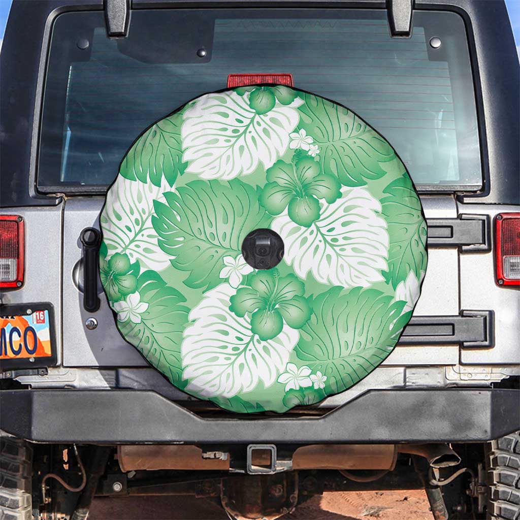 Green Aloha Hawaii Spare Tire Cover Monstera Hibiscus Plumeria Seamless Vibes LT14 Green - Polynesian Pride
