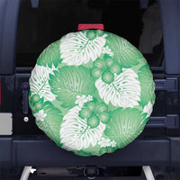 Green Aloha Hawaii Spare Tire Cover Monstera Hibiscus Plumeria Seamless Vibes LT14 No hole Green - Polynesian Pride