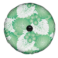 Green Aloha Hawaii Spare Tire Cover Monstera Hibiscus Plumeria Seamless Vibes LT14 - Polynesian Pride