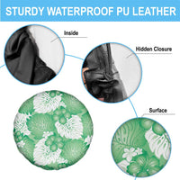Green Aloha Hawaii Spare Tire Cover Monstera Hibiscus Plumeria Seamless Vibes LT14 - Polynesian Pride