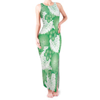 Green Aloha Hawaii Tank Maxi Dress Monstera Hibiscus Plumeria Seamless Vibes LT14 Women Green - Polynesian Pride