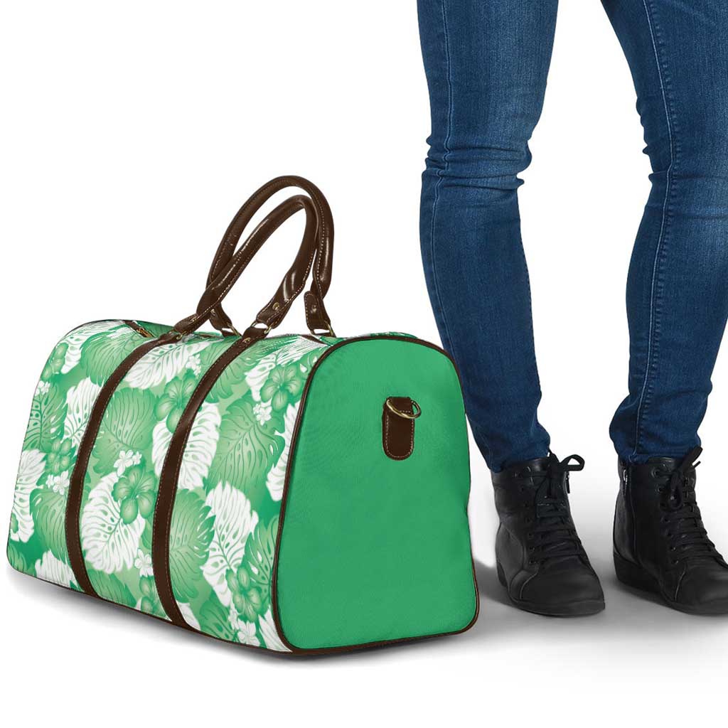 Green Aloha Hawaii Travel Bag Monstera Hibiscus Plumeria Seamless Vibes - Polynesian Pride