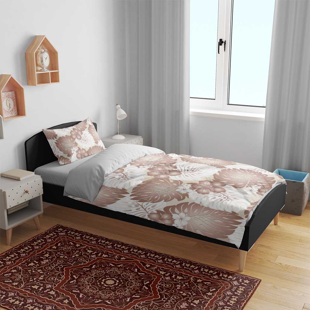 Mocha Mousse Aloha Hawaii Bedding Set Monstera Hibiscus Plumeria Seamless Vibes - Polynesian Pride