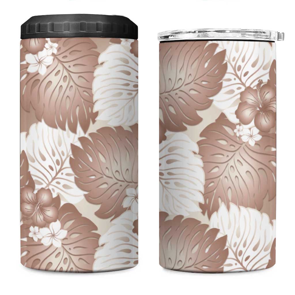 Mocha Mousse Aloha Hawaii 4 in 1 Can Cooler Tumbler Monstera Hibiscus Plumeria Seamless Vibes LT14 One Size: 16 oz Mocha Mousse - Polynesian Pride