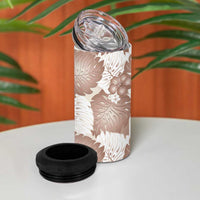 Mocha Mousse Aloha Hawaii 4 in 1 Can Cooler Tumbler Monstera Hibiscus Plumeria Seamless Vibes LT14 - Polynesian Pride