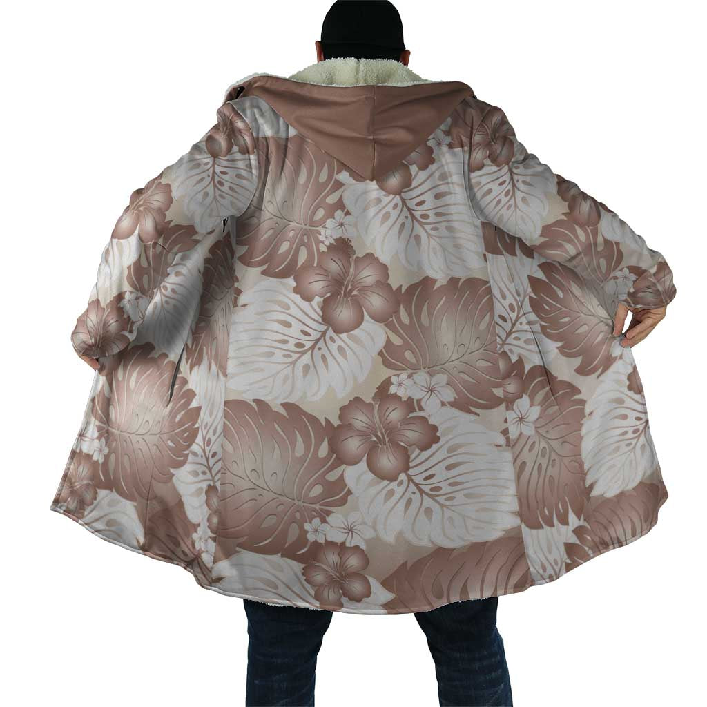 Mocha Mousse Aloha Hawaii Cloak Monstera Hibiscus Plumeria Seamless Vibes - Polynesian Pride