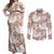 Mocha Mousse Aloha Hawaii Couples Matching Off Shoulder Maxi Dress and Long Sleeve Button Shirt Monstera Hibiscus Plumeria Seamless Vibes - Polynesian Pride