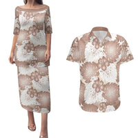 Mocha Mousse Aloha Hawaii Couples Matching Puletasi and Hawaiian Shirt Monstera Hibiscus Plumeria Seamless Vibes LT14 Mocha Mousse - Polynesian Pride