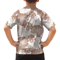 Mocha Mousse Aloha Hawaii Family Matching Off The Shoulder Long Sleeve Dress and Hawaiian Shirt Monstera Hibiscus Plumeria Seamless Vibes LT14 - Polynesian Pride
