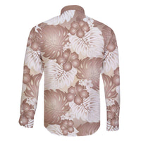 Mocha Mousse Aloha Hawaii Family Matching Off The Shoulder Long Sleeve Dress and Hawaiian Shirt Monstera Hibiscus Plumeria Seamless Vibes LT14 - Polynesian Pride