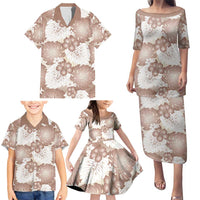 Mocha Mousse Aloha Hawaii Family Matching Puletasi and Hawaiian Shirt Monstera Hibiscus Plumeria Seamless Vibes LT14 - Polynesian Pride
