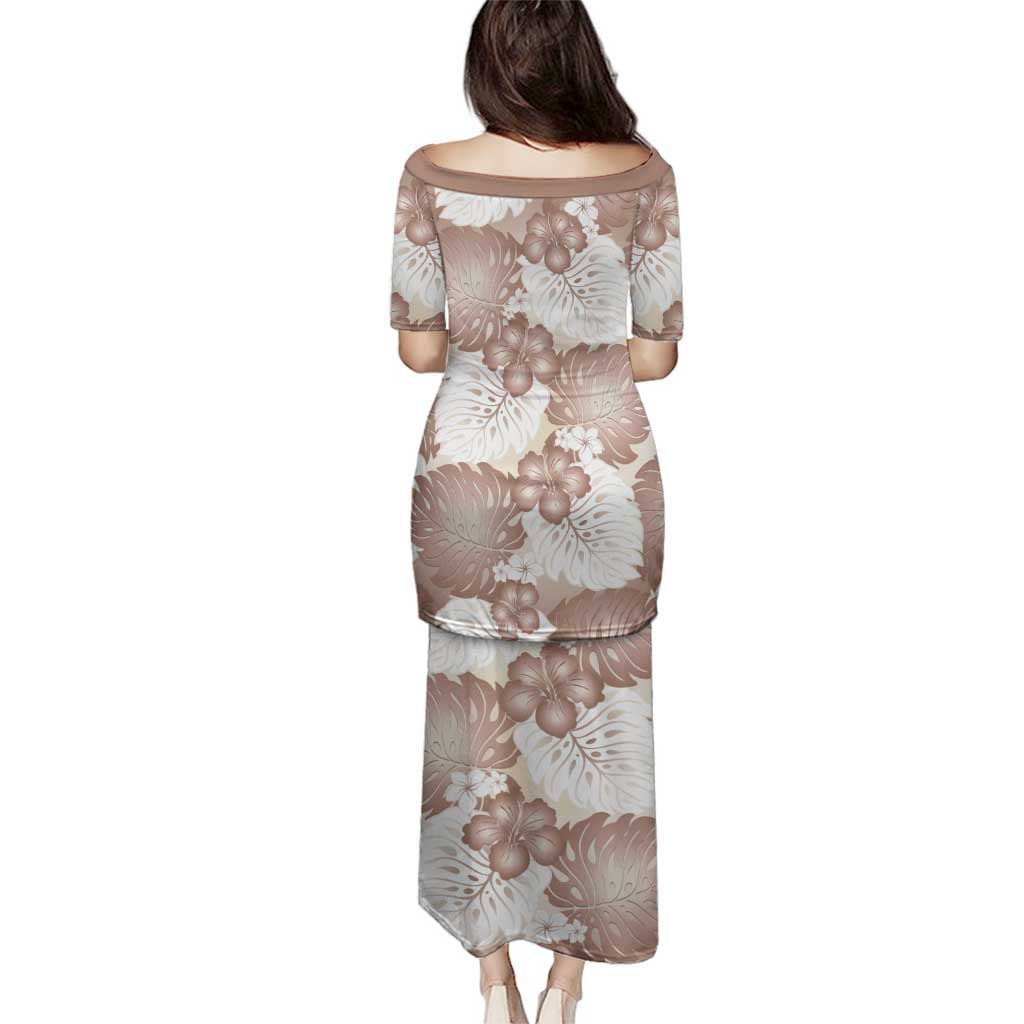 Mocha Mousse Aloha Hawaii Family Matching Puletasi and Hawaiian Shirt Monstera Hibiscus Plumeria Seamless Vibes LT14 - Polynesian Pride