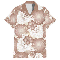 Mocha Mousse Aloha Hawaii Family Matching Summer Maxi Dress and Hawaiian Shirt Monstera Hibiscus Plumeria Seamless Vibes LT14 Dad's Shirt - Short Sleeve Mocha Mousse - Polynesian Pride