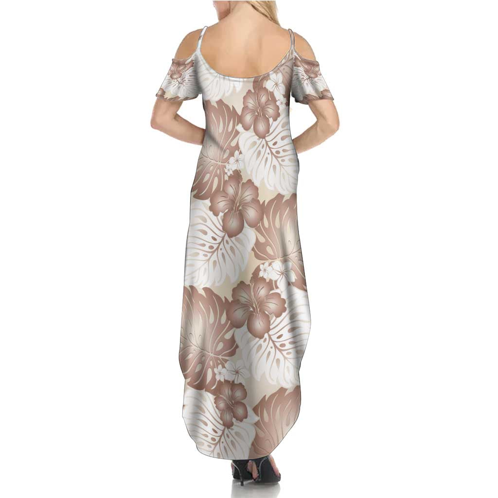 Mocha Mousse Aloha Hawaii Family Matching Summer Maxi Dress and Hawaiian Shirt Monstera Hibiscus Plumeria Seamless Vibes LT14 - Polynesian Pride