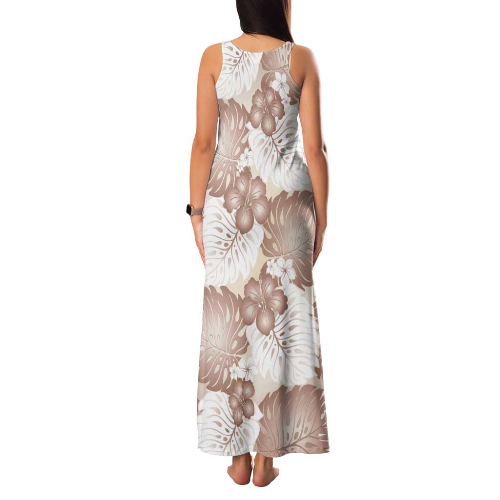 Mocha Mousse Aloha Hawaii Family Matching Tank Maxi Dress and Hawaiian Shirt Monstera Hibiscus Plumeria Seamless Vibes LT14 - Polynesian Pride