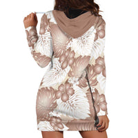 Mocha Mousse Aloha Hawaii Hoodie Dress Monstera Hibiscus Plumeria Seamless Vibes LT14 - Polynesian Pride