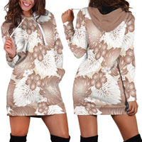 Mocha Mousse Aloha Hawaii Hoodie Dress Monstera Hibiscus Plumeria Seamless Vibes LT14 - Polynesian Pride
