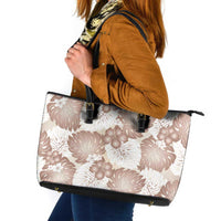 Mocha Mousse Aloha Hawaii Leather Tote Bag Monstera Hibiscus Plumeria Seamless Vibes - Polynesian Pride