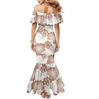 Mocha Mousse Aloha Hawaii Mermaid Dress Monstera Hibiscus Plumeria Seamless Vibes LT14 - Polynesian Pride