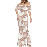 Mocha Mousse Aloha Hawaii Mermaid Dress Monstera Hibiscus Plumeria Seamless Vibes LT14 - Polynesian Pride