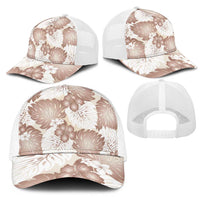 Mocha Mousse Aloha Hawaii Mesh Trucker Cap Monstera Hibiscus Plumeria Seamless Vibes - Polynesian Pride