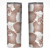 Mocha Mousse Aloha Hawaii Skinny Tumbler Monstera Hibiscus Plumeria Seamless Vibes LT14 Mocha Mousse - Polynesian Pride