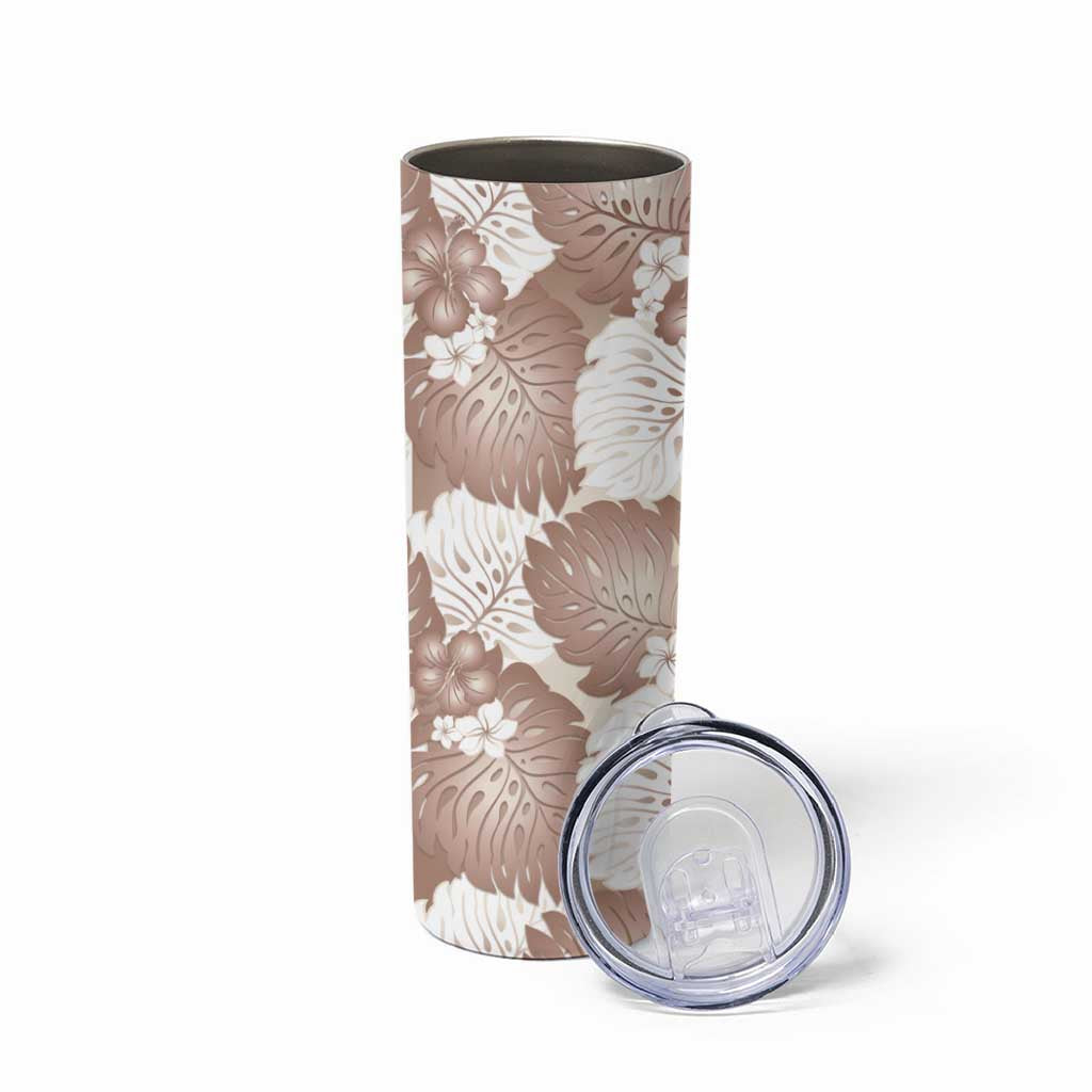 Mocha Mousse Aloha Hawaii Skinny Tumbler Monstera Hibiscus Plumeria Seamless Vibes LT14 - Polynesian Pride
