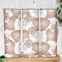 Mocha Mousse Aloha Hawaii Skinny Tumbler Monstera Hibiscus Plumeria Seamless Vibes LT14 - Polynesian Pride
