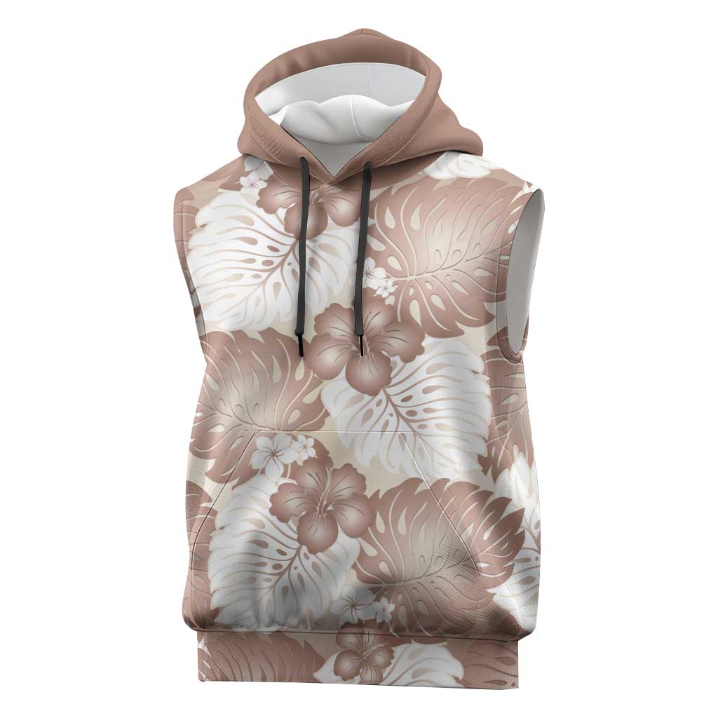 Mocha Mousse Aloha Hawaii Sleeveless Hoodie Monstera Hibiscus Plumeria Seamless Vibes LT14 Mocha Mousse - Polynesian Pride