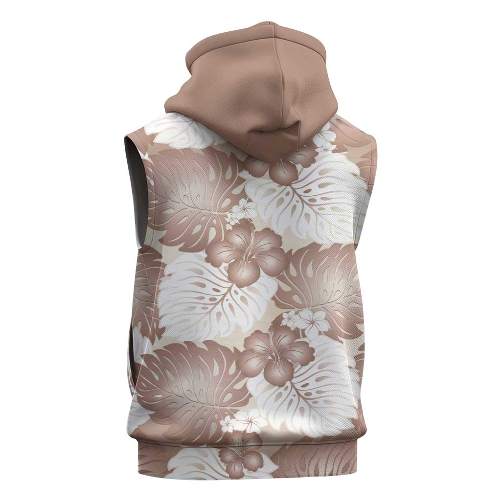 Mocha Mousse Aloha Hawaii Sleeveless Hoodie Monstera Hibiscus Plumeria Seamless Vibes LT14 - Polynesian Pride