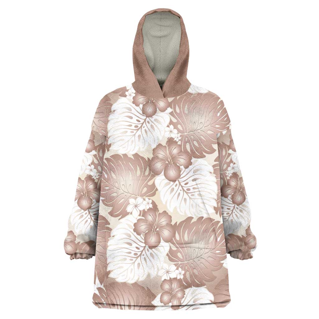 Mocha Mousse Aloha Hawaii Wearable Blanket Hoodie Monstera Hibiscus Plumeria Seamless Vibes LT14 One Size Mocha Mousse - Polynesian Pride