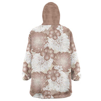 Mocha Mousse Aloha Hawaii Wearable Blanket Hoodie Monstera Hibiscus Plumeria Seamless Vibes LT14 - Polynesian Pride