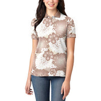 Mocha Mousse Aloha Hawaii Women Polo Shirt Monstera Hibiscus Plumeria Seamless Vibes - Polynesian Pride