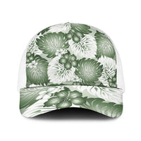 Sage Green Aloha Hawaii Baseball Net Cap Monstera Hibiscus Plumeria Seamless Vibes - Polynesian Pride