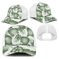 Sage Green Aloha Hawaii Baseball Net Cap Monstera Hibiscus Plumeria Seamless Vibes - Polynesian Pride